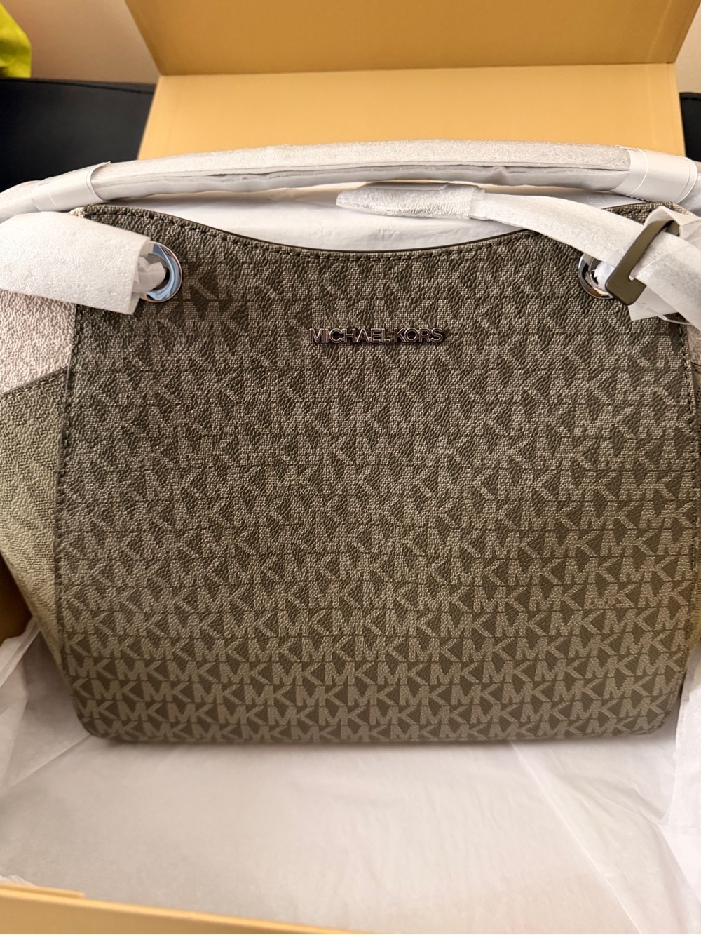 Michael Kors Olive Green MK Jet Set Travel Tote